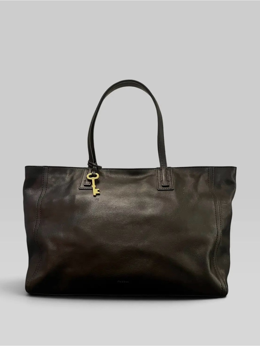 Fossil Classic Black Leather Tote Bag